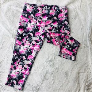 MPG Pink, White, & Black Cropped Workout Leggings